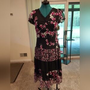 Black pink and white George dress size 15